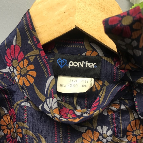 Vintage Panther Women’s Blouse Mock Neck With Tie Floral Size 5/6 [M] - Picture 6 of 9